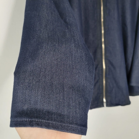 Venezia Jeans Women Full Zip Jacket Size 14 Blue Denim Stretch Biker Lightweight - Picture 7 of 10